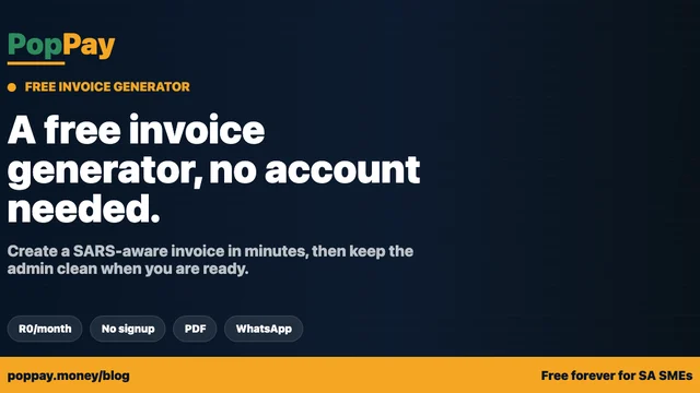 A Free Invoice Generator, No Account Needed — Because PopPay Is Free at Heart